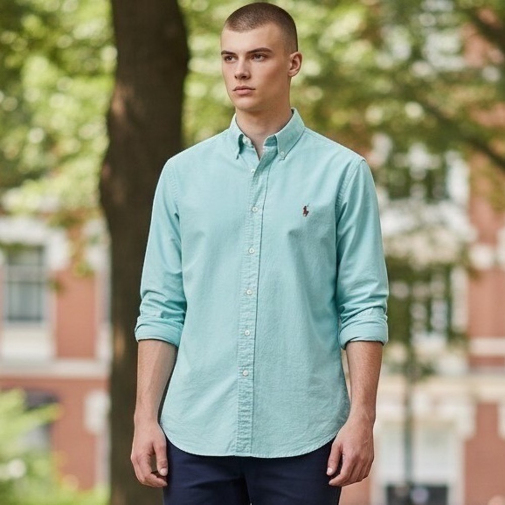 Ralph Lauren Aegean Blue Oxford Button Down Shirt Mens XXL Cotton Preppy Coastal